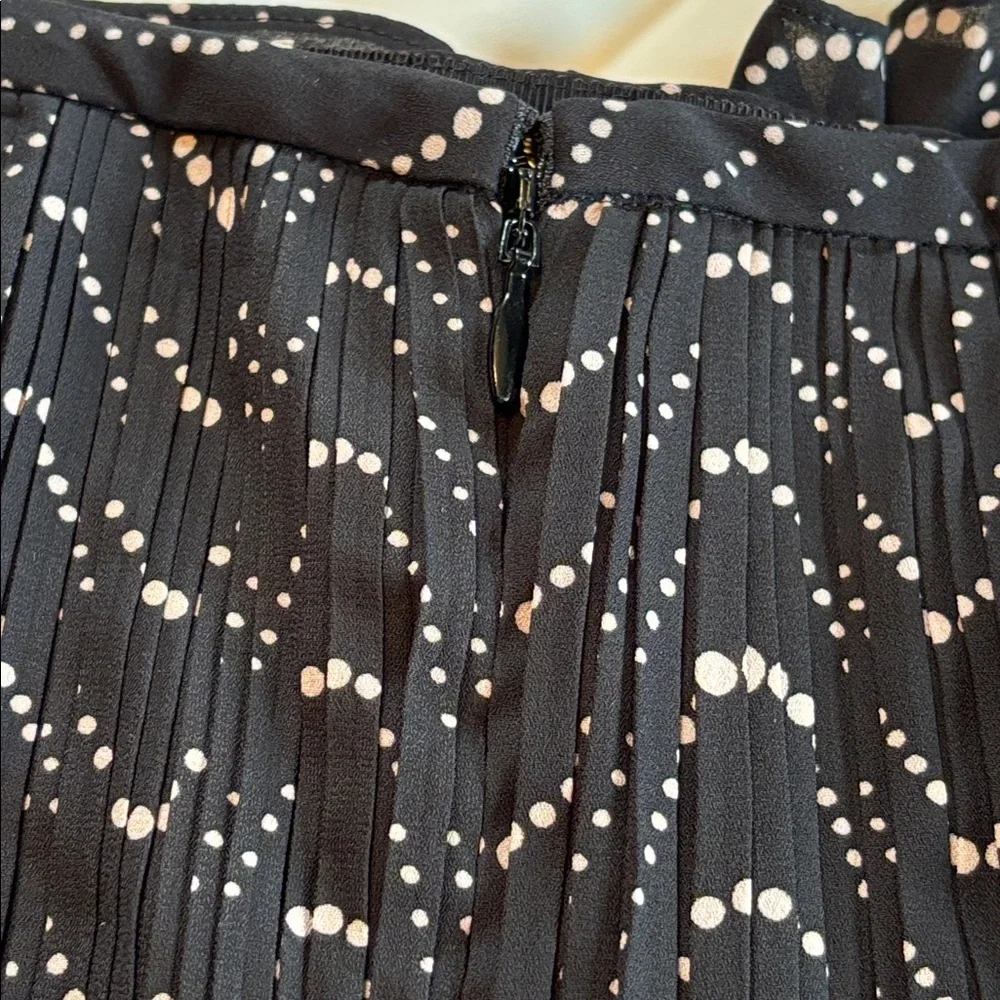 KATE SPADE New York Wavy SKIRT Black White Dot Lined Midi Pleated skirt